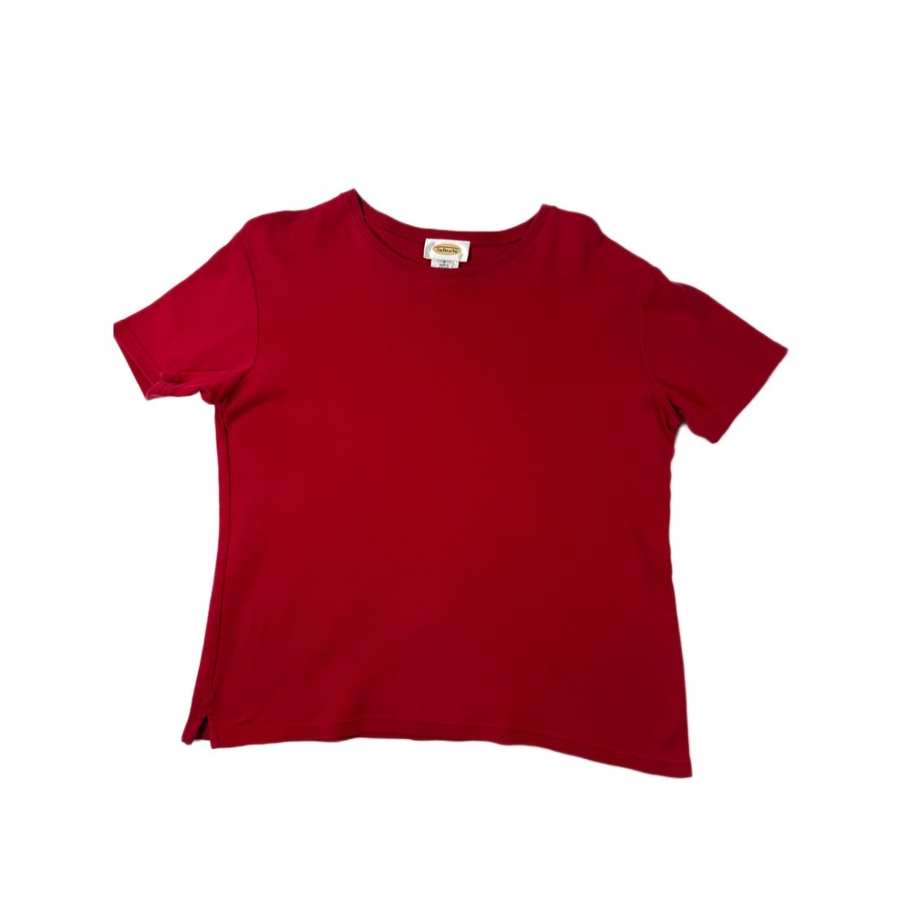 Talbots Top Womens Small Red Stretch Short Sleeve‎ Career Work Quiet Luxury